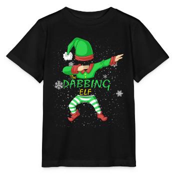 Die Dabbing Elf Weihnachts-Matching-Familiengruppe - Stanley/Stella Kinder T-Shirt MINI CREATOR  - Schwarz - Vorne - Mikhail (115cm)
