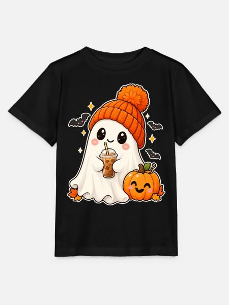 Cozy Ghost and Pumpkin Halloween - Stanley/Stella Kinder T-Shirt MINI CREATOR - Schwarz