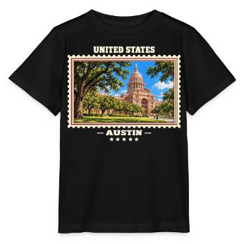Vereinigte Staaten Austin Vintage Reisemarke - Stanley/Stella Kinder T-Shirt MINI CREATOR  - Schwarz - Vorne - Mikhail (115cm)