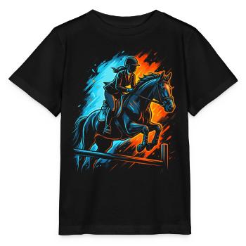 Pferde Mädchen Reiterin Reiten Reitsport Pferd - Stanley/Stella Kinder T-Shirt MINI CREATOR  - Schwarz - Vorne - Mikhail (115cm)