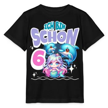 6. Geburtstag Meerjungfrau - Stanley/Stella Kinder T-Shirt MINI CREATOR  - Schwarz - Vorne - Mikhail (115cm)