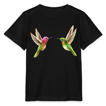 Zwei Kolibris (handpainted) - Stanley/Stella Kinder T-Shirt MINI CREATOR  - Schwarz - Vorne - Mikhail (115cm)