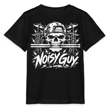 Noisy Guy Drummer Skull - Stanley/Stella Kinder T-Shirt MINI CREATOR  - Schwarz - Vorne - Mikhail (115cm)