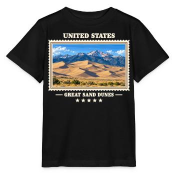 Vereinigte Staaten Great Sand Dunes Vintage Reisem - Stanley/Stella Kinder T-Shirt MINI CREATOR  - Schwarz - Vorne - Mikhail (115cm)