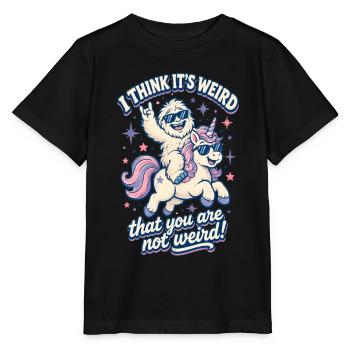 I Think It’s Weird Sasquatch Unicorn Bigfoot  - Stanley/Stella Kinder T-Shirt MINI CREATOR  - Schwarz - Vorne - Mikhail (115cm)