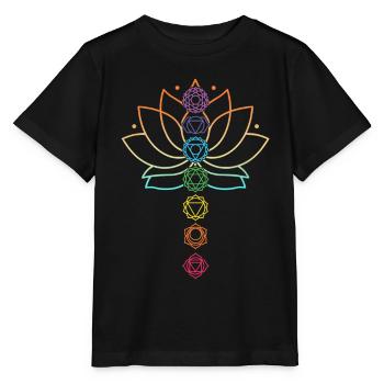 Lotusblume Sieben Chakren – Yoga Meditation Zen - Stanley/Stella Kinder T-Shirt MINI CREATOR  - Schwarz - Vorne - Mikhail (115cm)