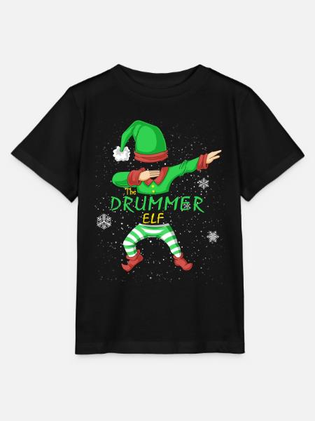 Schlagzeuger Elf Familie Passende Weihnachtstrupp - Stanley/Stella Kinder T-Shirt MINI CREATOR  - Schwarz