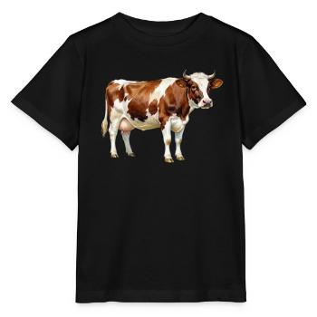 Kuh_aquarell_Geschenkidee_Bauer_Landwirte - Stanley/Stella Kinder T-Shirt MINI CREATOR  - Schwarz - Vorne - Mikhail (115cm)
