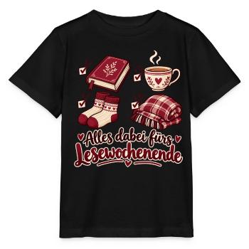 Alles dabei fürs gemütliche Lesewochenende - Stanley/Stella Kinder T-Shirt MINI CREATOR  - Schwarz - Vorne - Mikhail (115cm)