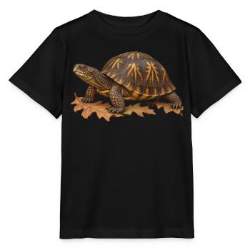 Östliche Boxschildkröte im Eichenlaubstreu - Stanley/Stella Kinder T-Shirt MINI CREATOR  - Schwarz - Vorne - Mikhail (115cm)