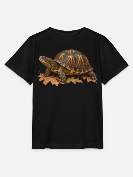 Östliche Boxschildkröte im Eichenlaubstreu - Stanley/Stella Kinder T-Shirt MINI CREATOR - Schwarz