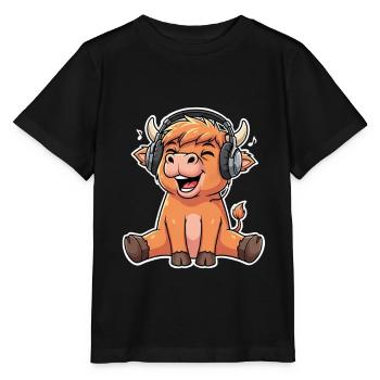 Highland Kuh Musik - Stanley/Stella Kinder T-Shirt MINI CREATOR  - Schwarz - Vorne - Mikhail (115cm)