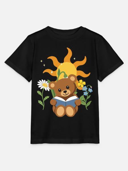 Teddy Blumen Kinder Lesen Design - Stanley/Stella Kinder T-Shirt MINI CREATOR - Schwarz