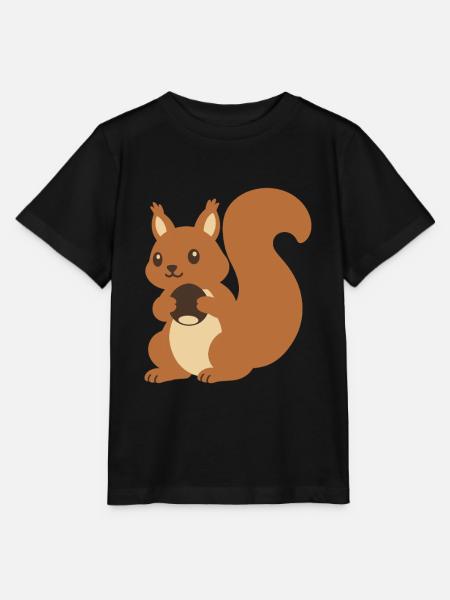 Eichhörnchen Haselnuss Zeichnung Geschenkidee - Stanley/Stella Kinder T-Shirt MINI CREATOR - Schwarz