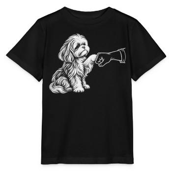 Süßer Hund, der Pfote schenkt – treuer Begleiter. - Stanley/Stella Kinder T-Shirt MINI CREATOR  - Schwarz - Vorne - Mikhail (115cm)