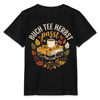 Buch, Tee, Herbst | Herbstzeit | Indian Summer - Stanley/Stella Kinder T-Shirt MINI CREATOR  - Schwarz - Vorne - Mikhail (115cm)