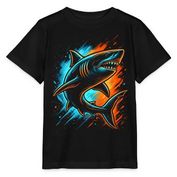 Haifisch Haie Kinder Herren Jungen Hai - Stanley/Stella Kinder T-Shirt MINI CREATOR  - Schwarz - Vorne - Mikhail (115cm)