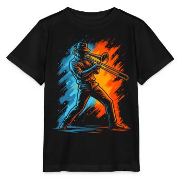 Posaune Posaunenspieler Kinder Herren Posaunist - Stanley/Stella Kinder T-Shirt MINI CREATOR  - Schwarz - Vorne - Mikhail (115cm)