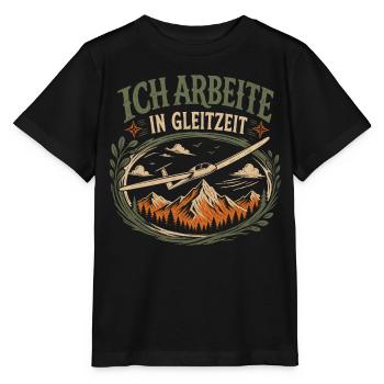 Arbeite in Gleitzeit Segelflieger - Stanley/Stella Kinder T-Shirt MINI CREATOR  - Schwarz - Vorne - Mikhail (115cm)