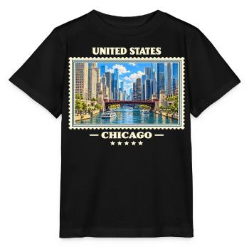 Vereinigte Staaten Chicago Vintage Reisemarke - Stanley/Stella Kinder T-Shirt MINI CREATOR  - Schwarz - Vorne - Mikhail (115cm)