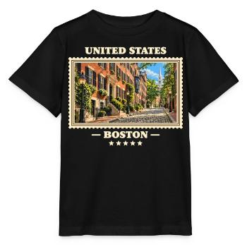 Vereinigte Staaten Boston Vintage Reisemarke - Stanley/Stella Kinder T-Shirt MINI CREATOR  - Schwarz - Vorne - Mikhail (115cm)