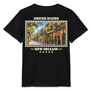 Vereinigte Staaten New Orleans Vintage Reisemarke - Stanley/Stella Kinder T-Shirt MINI CREATOR  - Schwarz - Vorne - Mikhail (115cm)