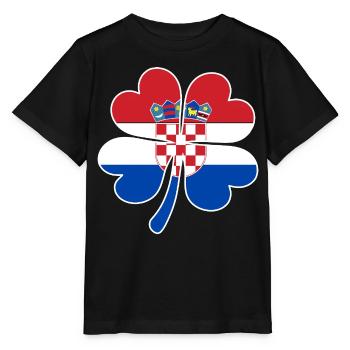 Kroatien Flagge Vierblättriges Kleeblatt - Stanley/Stella Kinder T-Shirt MINI CREATOR  - Schwarz - Vorne - Mikhail (115cm)