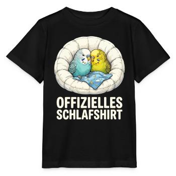 Papageienkuschel Schlafshirt - Stanley/Stella Kinder T-Shirt MINI CREATOR  - Schwarz - Vorne - Mikhail (115cm)