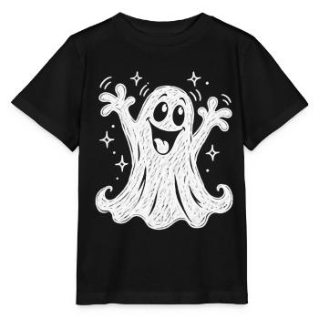 Weißer Halloween-Geisterstift – Halloween - Stanley/Stella Kinder T-Shirt MINI CREATOR  - Schwarz - Vorne - Mikhail (115cm)