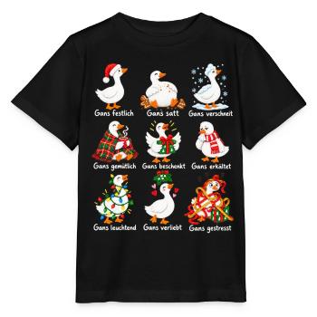 Weihnachtsgänse mit Gans-Wortspiel - Stanley/Stella Kinder T-Shirt MINI CREATOR  - Schwarz - Vorne - Mikhail (115cm)