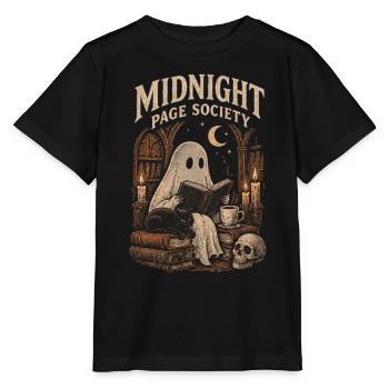 Midnight Page Society – Halloween Ghost - Stanley/Stella Kinder T-Shirt MINI CREATOR  - Schwarz - Vorne - Mikhail (115cm)
