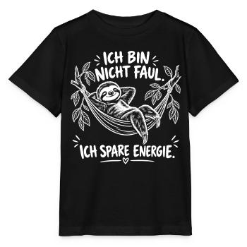 Ich bin nicht faul – ich spare Energie - Stanley/Stella Kinder T-Shirt MINI CREATOR  - Schwarz - Vorne - Mikhail (115cm)