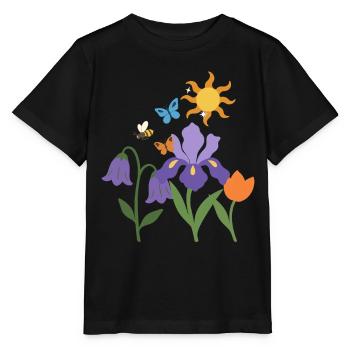 Blumen botanisch Blumenmotiv Illustration Pflanze - Stanley/Stella Kinder T-Shirt MINI CREATOR  - Schwarz - Vorne - Mikhail (115cm)