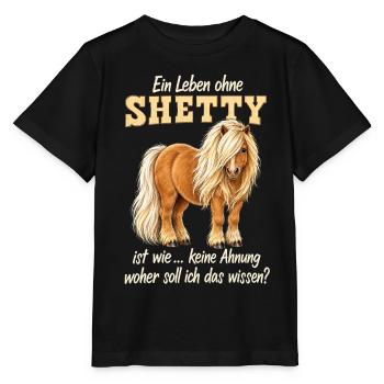 Shetty Shetland Pony – Lustiger Pferdespruch - Stanley/Stella Kinder T-Shirt MINI CREATOR  - Schwarz - Vorne - Mikhail (115cm)