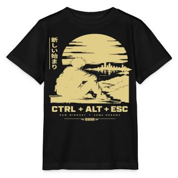 Neuanfang am Horizont: CTRL ALT ESC - Stanley/Stella Kinder T-Shirt MINI CREATOR  - Schwarz - Vorne - Mikhail (115cm)