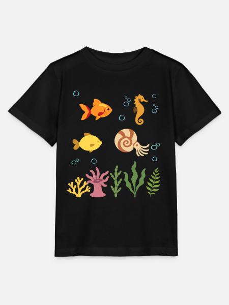 Fisch Unterwasser Kinder Seepferdchen - Stanley/Stella Kinder T-Shirt MINI CREATOR - Schwarz