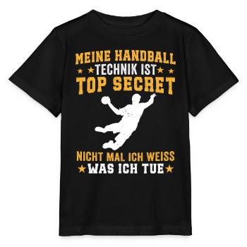 meine handball technik  - Stanley/Stella Kinder T-Shirt MINI CREATOR  - Schwarz - Vorne - Mikhail (115cm)