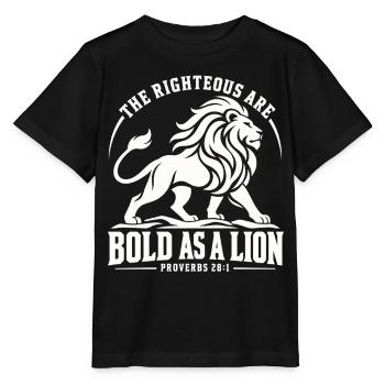 Bibel Spruch Mut und Glaube Löwe - Stanley/Stella Kinder T-Shirt MINI CREATOR  - Schwarz - Vorne - Mikhail (115cm)