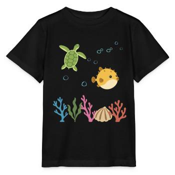 Meeresschildkröte Unterwasser Kinder Meer - Stanley/Stella Kinder T-Shirt MINI CREATOR  - Schwarz - Vorne - Mikhail (115cm)