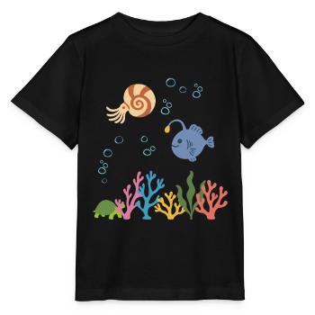 Nautilus Unterwasser Kinder Seeteufel Ozean - Stanley/Stella Kinder T-Shirt MINI CREATOR  - Schwarz - Vorne - Mikhail (115cm)
