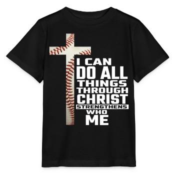 Baselball, ich kann alles tun, was Christus zu tun hat. - Stanley/Stella Kinder T-Shirt MINI CREATOR  - Schwarz - Vorne - Mikhail (115cm)