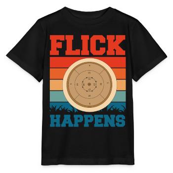 Flick Happens – Lustiges Crokinole Brettspiel - Stanley/Stella Kinder T-Shirt MINI CREATOR  - Schwarz - Vorne - Mikhail (115cm)
