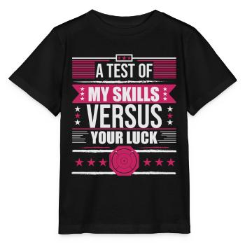 Skills vs Luck – Crokinole Spieler Brettspiel - Stanley/Stella Kinder T-Shirt MINI CREATOR  - Schwarz - Vorne - Mikhail (115cm)