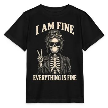 Everything Is Fine Skelett Lustig Halloween - Stanley/Stella Kinder T-Shirt MINI CREATOR  - Schwarz - Vorne - Mikhail (115cm)