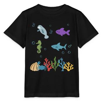Seekuh Unterwasser Kinder Fisch Seepferdchen - Stanley/Stella Kinder T-Shirt MINI CREATOR  - Schwarz - Vorne - Mikhail (115cm)