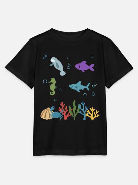 Seekuh Unterwasser Kinder Fisch Seepferdchen - Stanley/Stella Kinder T-Shirt MINI CREATOR  - Schwarz