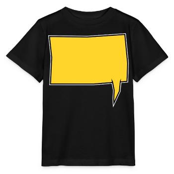 Eckige Sprechblase rechts in Gelb - Stanley/Stella Kinder T-Shirt MINI CREATOR  - Schwarz - Vorne - Mikhail (115cm)