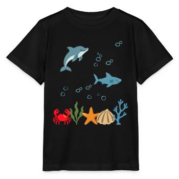 Delfin Unterwasser Kinder Hai - Stanley/Stella Kinder T-Shirt MINI CREATOR  - Schwarz - Vorne - Mikhail (115cm)