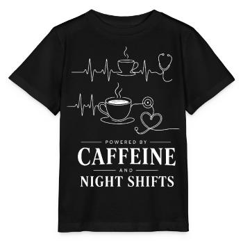 Kaffee Power Nachtshifts Illustration - Stanley/Stella Kinder T-Shirt MINI CREATOR  - Schwarz - Vorne - Mikhail (115cm)