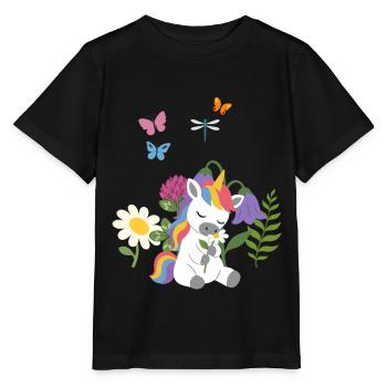 Gänseblümchen Blumen Kinder Einhorn Kinderdesign - Stanley/Stella Kinder T-Shirt MINI CREATOR  - Schwarz - Vorne - Mikhail (115cm)